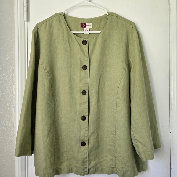 JM Collection Linen 3/4 Sleeve Cardigan, Size 16 - Picture 1 of 4